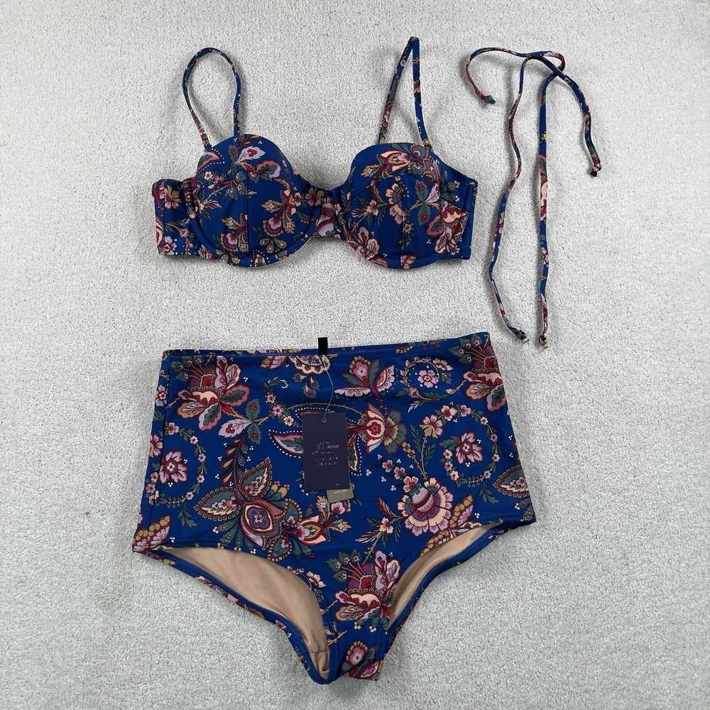 Jcrew X Liberty London Floral Bikini Set Underwire Top 34C High Waisted Bottom M - Picture 2 of 14